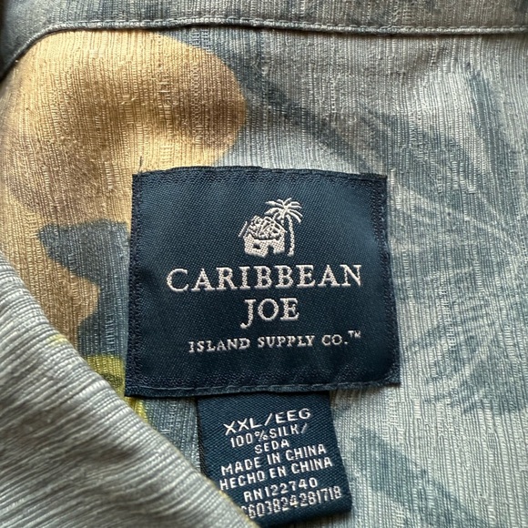 Hawaiian Caribbean Joe’s Men’s Blue Silk Shirt XXL - Picture 2 of 3
